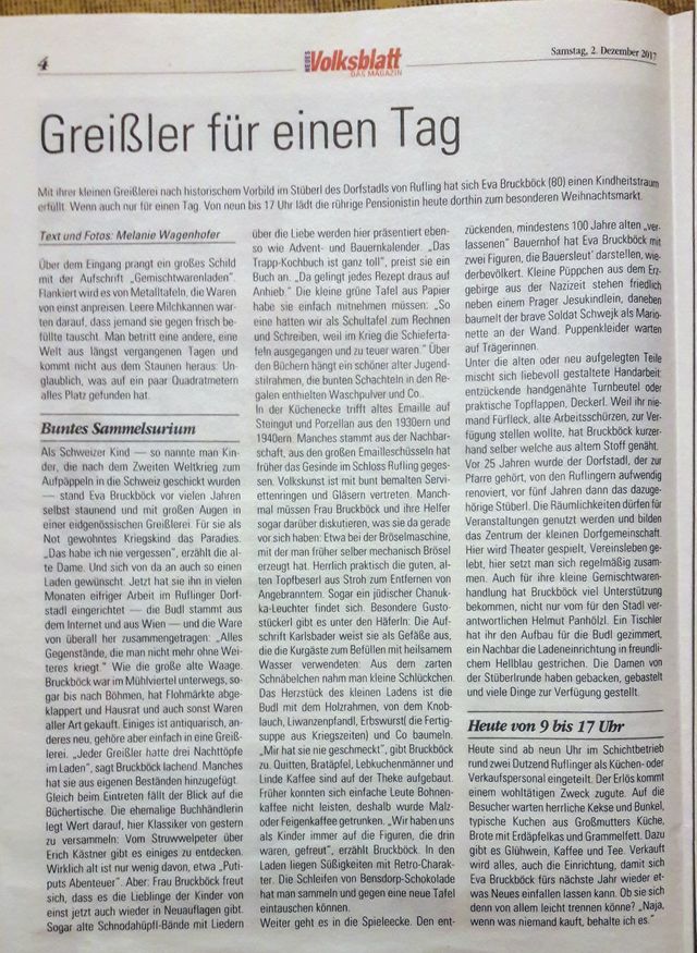 Melanie Wagenhofer berichtet im Neuen Volksblatt