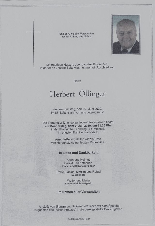 Herbert Öllinger ein Ur-Ruflinger, den viele hier gekannt haben ist am 27 Juni versorben. 

Herbert R.i.P.